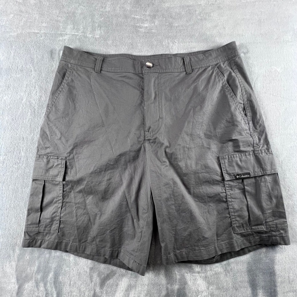 Columbia Cargo Shorts Mens 34 Gray AM3396 Cotton Blend Outdoor Hiking Casual
